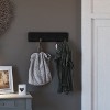 Merrick Lane 24 Inch Wall Mount Pine Wood Storage Rack with 5 Hanging Hooks, Entryway, Kitchen, Bathroom - 3 of 4