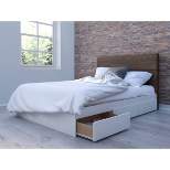 Axel 3 Drawer Storage Bed with Headboard White/Walnut - Nexera