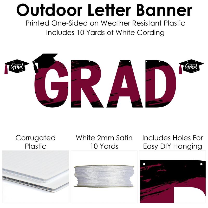Big Dot of Happiness Maroon Grad - Best is Yet to Come - Large Burgundy Graduation Party Decorations - GRAD - Outdoor Letter Banner, 4 of 8