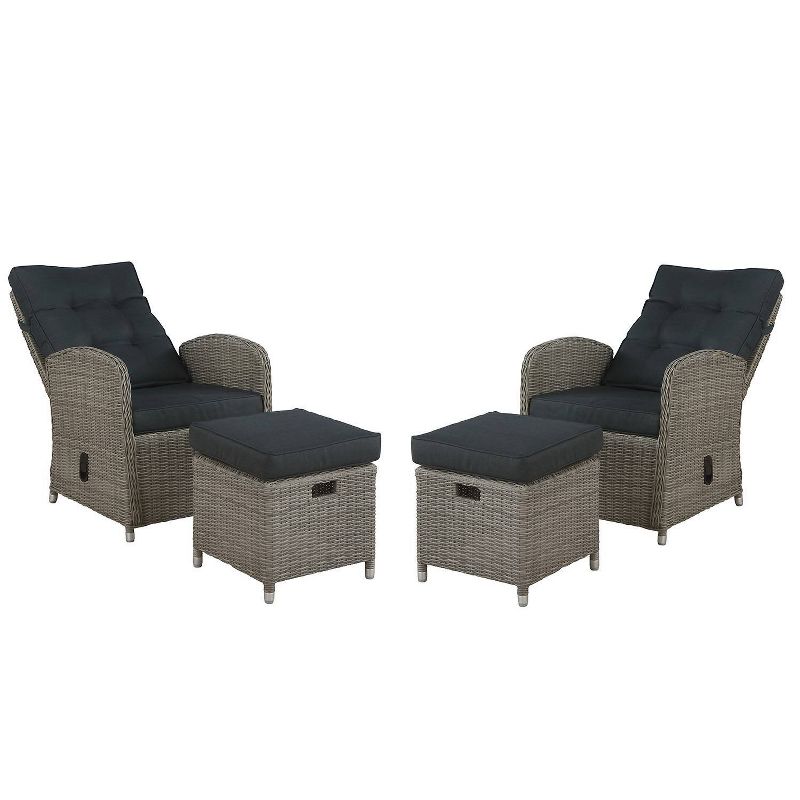 Monaco 4pc Set with 2 Reclining Chairs &#38; 2 Ottomans - Gray - Alaterre Furniture, 4 of 14
