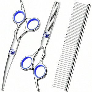 BABYYER Professional Dog Grooming Scissors Kit, Titanium Coated Dog Scissors for Grooming, 3 in1 Grooming Shears Kit - 1 of 4