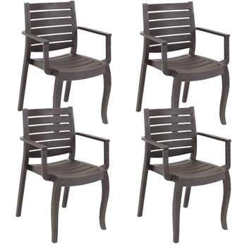 Sunnydaze Polypropylene Stackable Illias Outdoor Patio Arm Chair