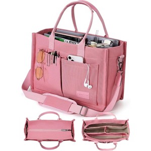 Canvas Tote Bag with Zipper Closure and Individual Compartments for Work, College, Teacher, and Nurse Use - 1 of 4