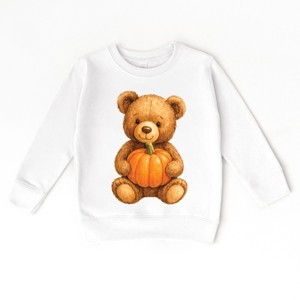 Watercolor Pumpkin Bear - Kids Youth Sweatshirt and Kids Toddler Sweatshirt - 1 of 2