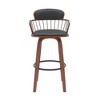 HomeRoots 30" Black And Wood Brown Faux Leather Swivel Low Back Bar Height Bar Chair - 4 of 4