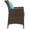 Modway Conduit Outdoor Patio Wicker Rattan Dining Armchair Brown Turquoise - 2 of 3