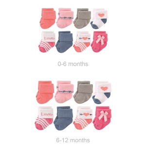 Hudson Baby Infant Girls Grow with Me Cotton Terry Socks, Love, 0-6 and 6-12 Months - 1 of 1