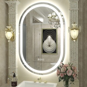 pmir Super Bright 192 LEDs/m LED Lighted Anti-Fog Tempered Glass Irregular Bathroom/Vanity Mirror with ETL & 3-Year Warranty - 1 of 4