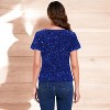 Anna-Kaci Women's Short Sleeve Crew Neck All-Over Sequin Embellished Top Stylish Sparkling Blouse - 4 of 4