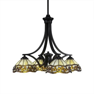 Toltec Lighting Zilo 4 - Light Chandelier in  Matte Black with 7'' Roman Jewel Art Glass Shade - 1 of 1
