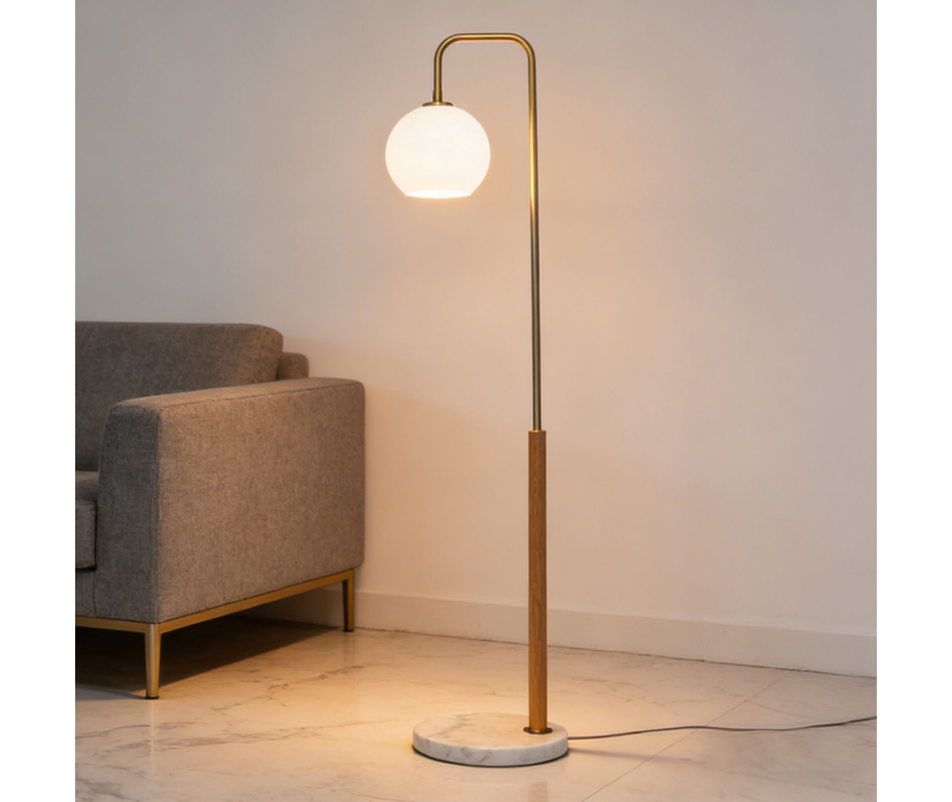 LOVSON  Modern Minimalist High-Arch Floor Lamp, suitable for living room, bedroom, and office space lighting. Solaris White Shade Floor Lamp 110V