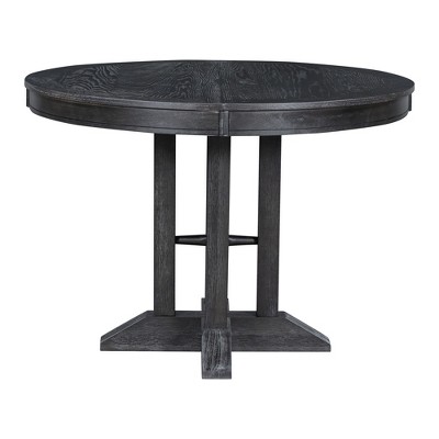 Dexmalle Black Farmhouse Extendable Dining Table with Wood Pattern