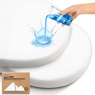 KeaBabies 2pk Soothe Waterproof Bassinet Sheets for Girls, Boys, 33x17 Universal Baby Bassinet Mattress Protector Cover
