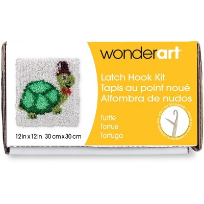 Wonderart Latch Hook Kit 12"X12"-Turtle