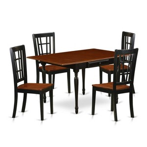 5-Piece Black and Cherry Finish Solid Wood Top - Dining Room Set  - (Seats-4) - 1 of 4
