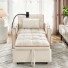 Racxily 3 in 1 Convertible Sleeper Chair Bed, Futon Chair, Lounge Beds with USB Ports, Pull Out Armchair w/ Adjustable Backrest, Beige - 4 of 4