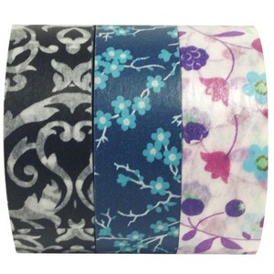 Wrapables Dark Blossoms Japanese Washi Masking Tape (Set of 3) - 1 of 3