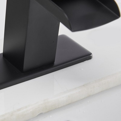 Matte Black Single Handle Waterfall Bathroom Faucet