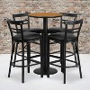 Emma and Oliver 24RD Natural Table Set-RD Base-4 2Slat Back Stools,Black Seat - 2 of 2