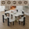 7-Piece Dining Set with 6 Velvet Chairs, Built-in Side Storage Racks and Transparent Glass Cabinets - 2 of 4