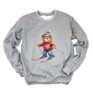 Skiing Bear Watercolor - Women's Graphic Sweatshirt - 1 of 4