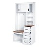 TIRAMISUBEST Modern Entryway Bench with Coat Rack, 3 Shelves and Drawers, 3 Sturdy Hooks, 40.2'' Wide Hall Tree with Storage Bench - 4 of 4