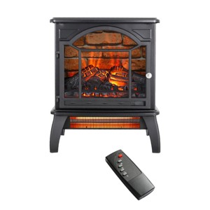 Syemin Indoor Fireplaces Small Electric Fireplace Heater 18" Fireplace Stove with 3D Flame Effect Freestanding Space Heaters, Black, 17.52"*10"*21.46" - 1 of 4
