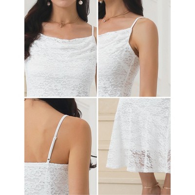 Женские платья INSPIRE CHIC Women's Lace Spaghetti Strap Bodycon Dresses Small White — фото 4