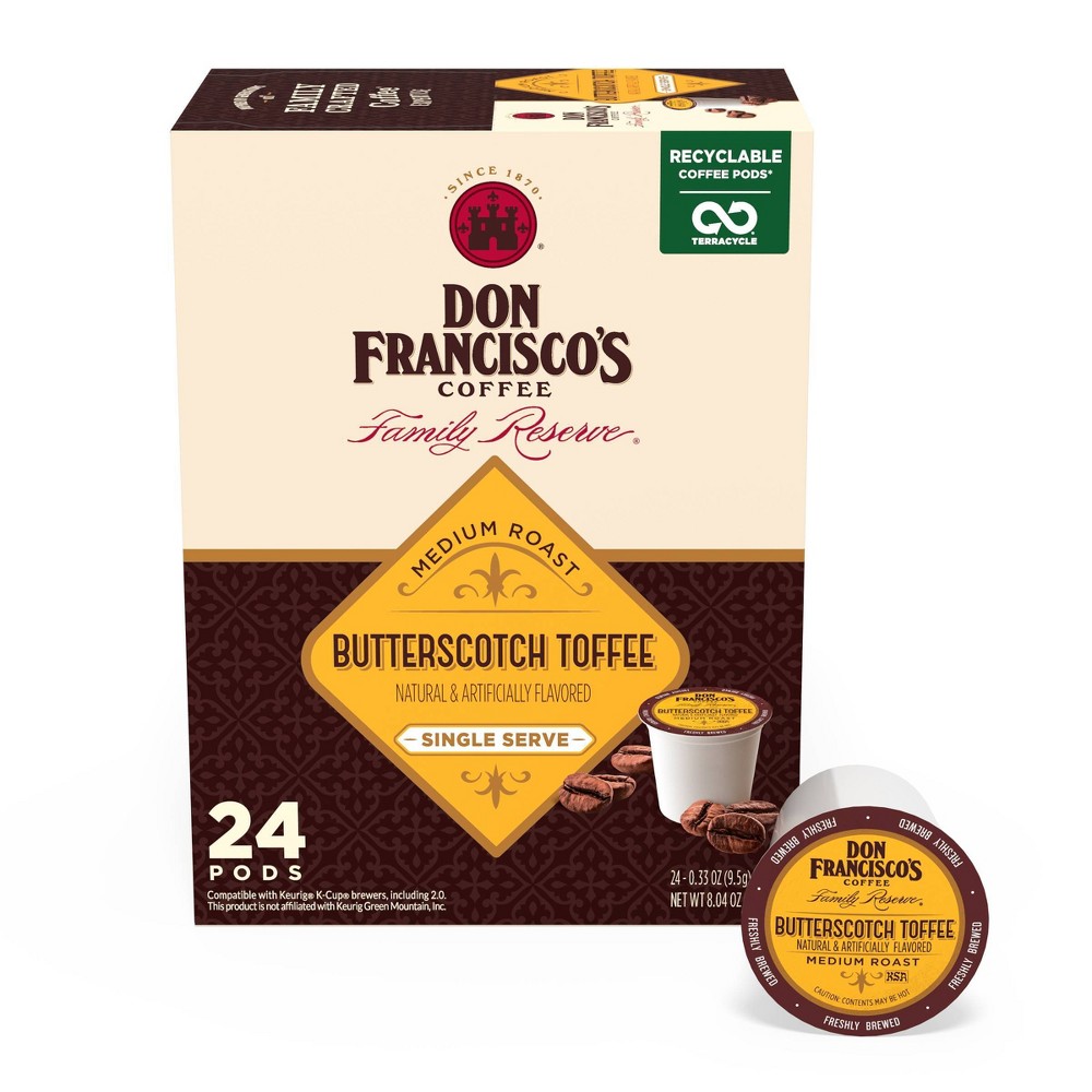 Photos - Coffee Don Francisco's Butterscotch Toffee Medium Roast - Single Serve Pod - 24ct