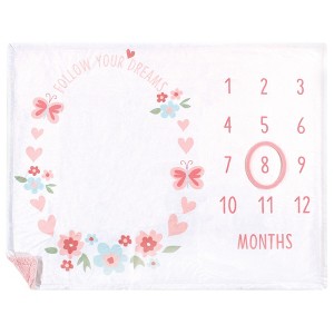 Hudson Baby Infant Girl Plush Holiday and Milestone Blanket, Follow Your Dreams, One Size - 1 of 1