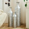 ORRD Set of 3 Silver Metal Floor Vases, Modern Wave Pattern Decor - Tall Cylinder Vases for Living Room, Office & Wedding Centerpiece - 2 of 4