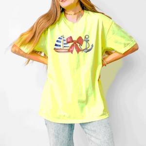 Simply Sage Market Coquette Ship Anchor Garment Dyed Tee - 1 of 4