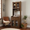 71" Farmhouse Kitchen Pantry Hutch Cabinet with Microwave Stand, Freestanding Buffet Sideboard Storage Cabinet with Doors, Drawer & Open Shelf - 2 of 4