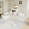 111.8" Lychee-Textured Long-Pile Polyester L-Shaped Sectional Modular Sofa with Curved Backrest and 3 Pillows - 3 of 4