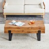 VYNXARIA Rustic Elegance Coffee Table with Metal Legs - Natural Wood Tone - 2 of 4