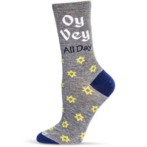Memoi Women's Oy Vey All Day Bamboo Crew Socks Med Gray Heather 9-11 - 1 of 3