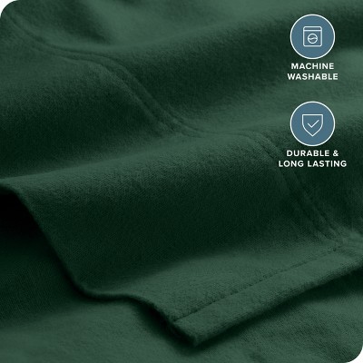 Forest Green Cotton Flannel Twin Sheet Set with Deep Pockets