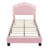 Twin/Full Size Upholstered Platform Bed with Adjustable Headboard and LED Light, White/Pink-ModernLuxe - 4 of 4