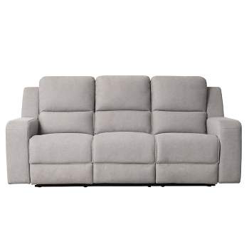 Mildred Fabric Manual Reclining Sofa with Console Light Gray - Abbyson Living