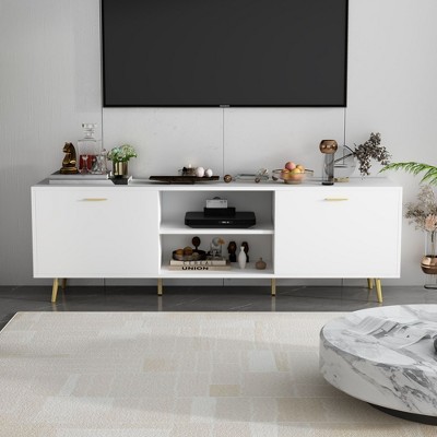 Famapy 2-Doors Entertainment Centers TV Stand With Storage Shelves
