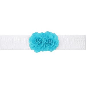 INSPIRE CHIC Women's Large Chiffon Rose Double-Flower Elastic Stretch Wide Corset Waist Belt 1 Pc - 1 of 4