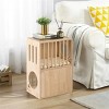 FURNIinspire Pet Tower Cat Tower Wooden 2 Tier Cat House Cat Condo, Pet Furniture Cat Litter Box with Cushion, Brown, 17"*11.5"*25.5" - 4 of 4