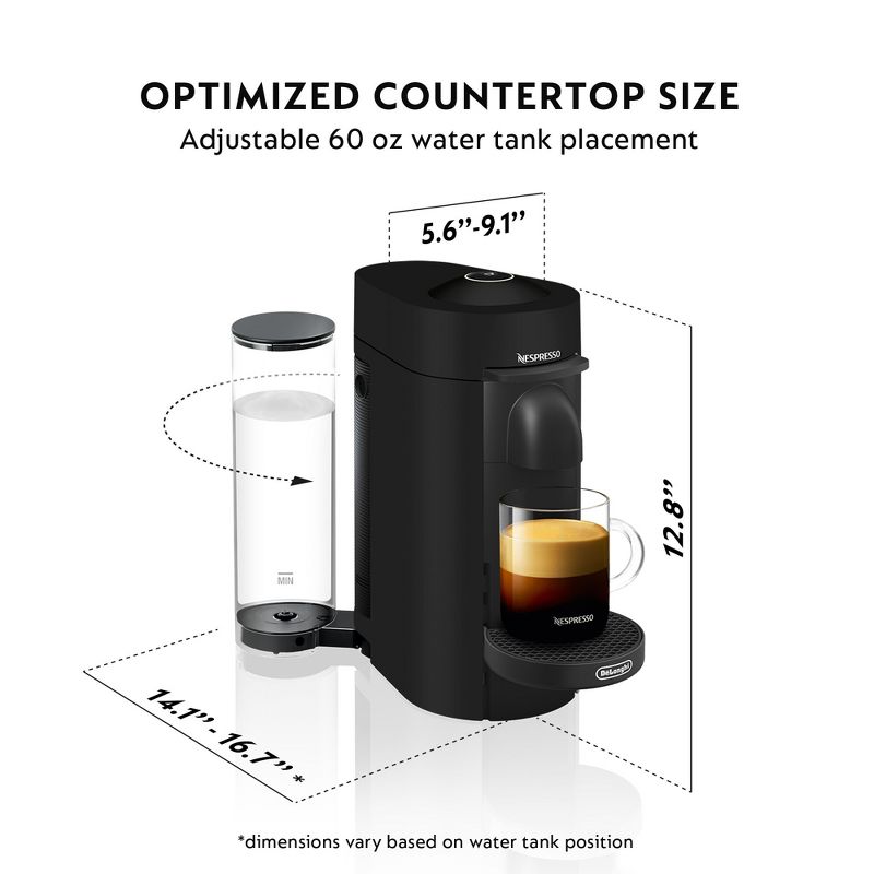Nespresso VertuoPlus Coffee Maker and Espresso Machine by DeLonghi Black Matte, 6 of 16