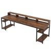 Resenkos Computer Desk, Office Desk, Study Desk,Two Person Desk, 78.7" Computer Desk With Monitor Stand and 4 Open Shelf,Rustic Brown - 2 of 3