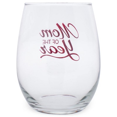 Elanze Designs Mom Of The Year 14 Ounce Black Stemless Wine Glass Tumbler