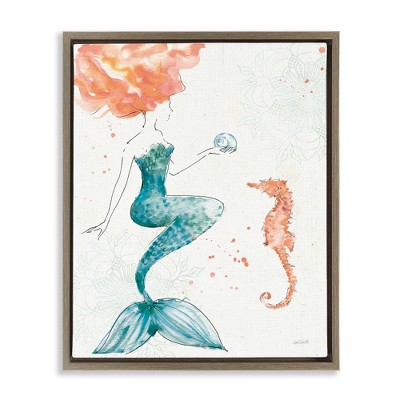 Stupell Industries Mermaid and Ocean Seahorse, 17" x 21"