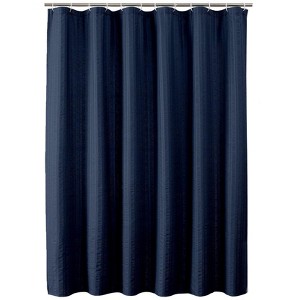 Aoibox Navy Blue Fabric Shower Curtain for Bathroom - Hotel Spa Polyester Cloth with 12 Holes, Machine Washable - 1 of 4