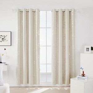 Deconovo Thermal Blackout Curtains with Silver Cube Design (2 Panels) - 1 of 4