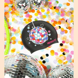 Sporti Limited Edition Disco Valentine Silicone Swim Cap - 1 of 4