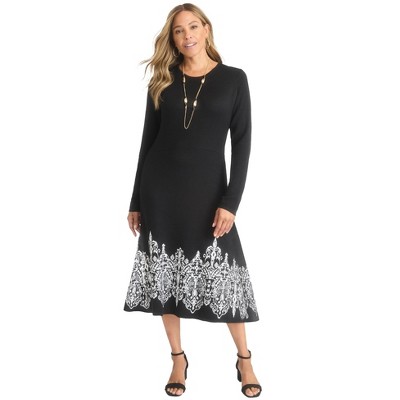 Jessica London Women's Plus Size Jacquard Sweater Dress